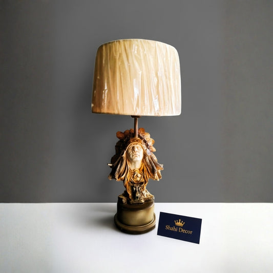 Antique Bronze Red Indian Chief Lamp