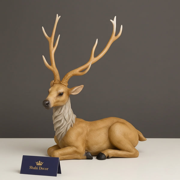 Antique Tan & White Deer Sculpture