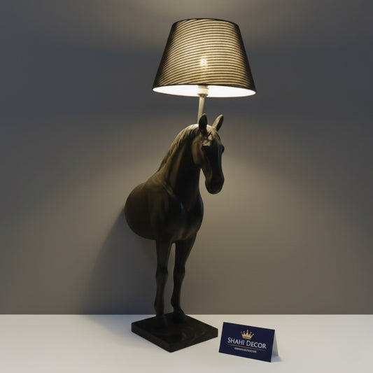 Grand Modern Black Full-Body Horse Table Lamp