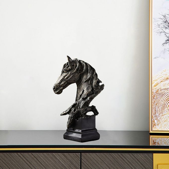 Black Horse Head Sculpture – Luxury Table Décor