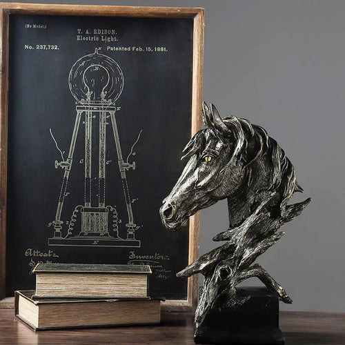 Black Horse Head Sculpture – Luxury Table Décor