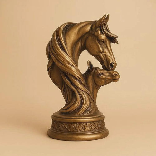 Golden Horse & Foal Sculpture – Symbol of Love, Strength & Protection
